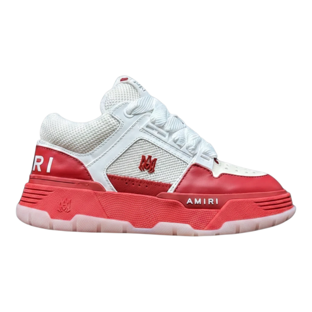 Zapatillas Dripbcnoficial AMIRI MA-1 en color blanco y rojo con diseño de plataforma y detalles de marca