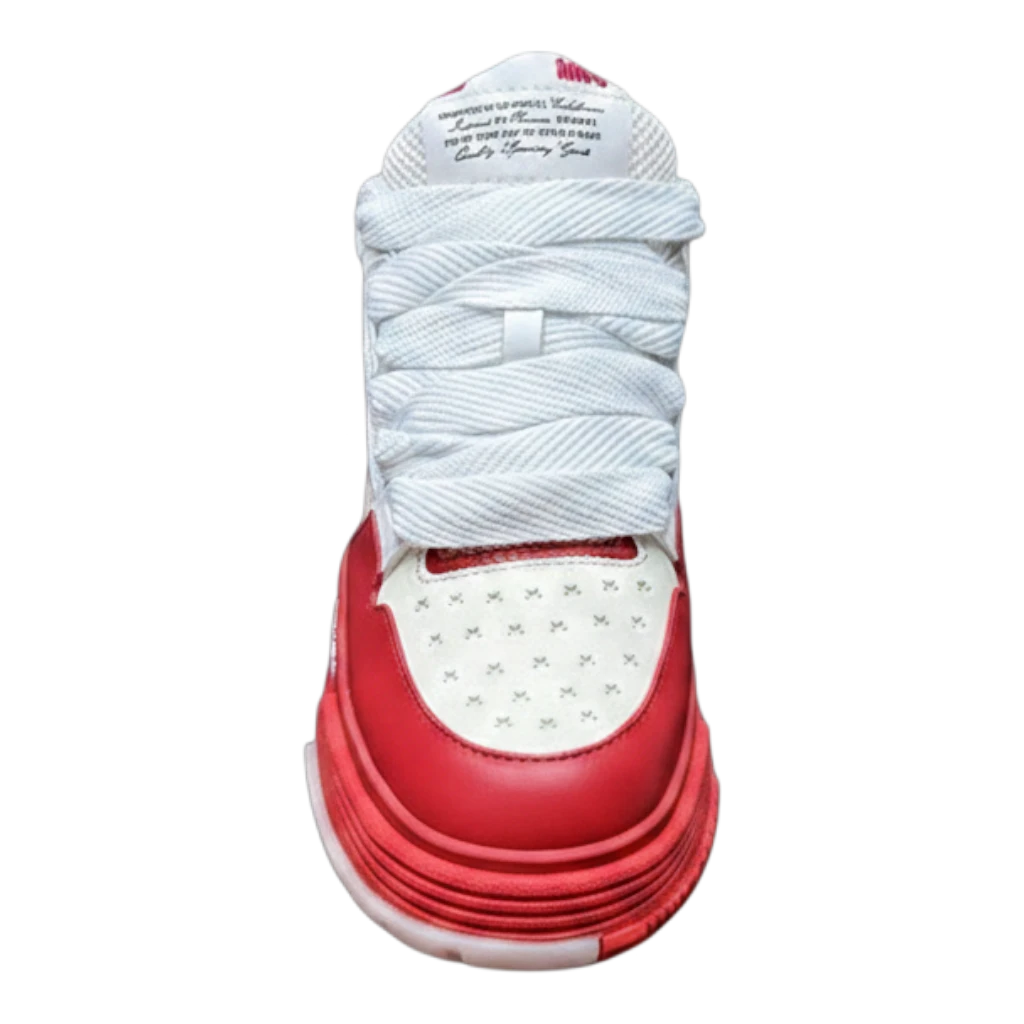 Zapatillas AMIRI MA-1 de Dripbcnoficial en color rojo y blanco con cordones gruesos y diseño de cuero perforado